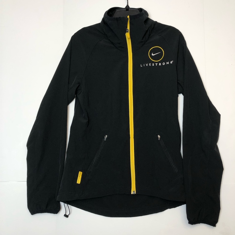 Nike Women's XS Black LIVESTRONG windbreaker Jacket dri fit full zip cycling